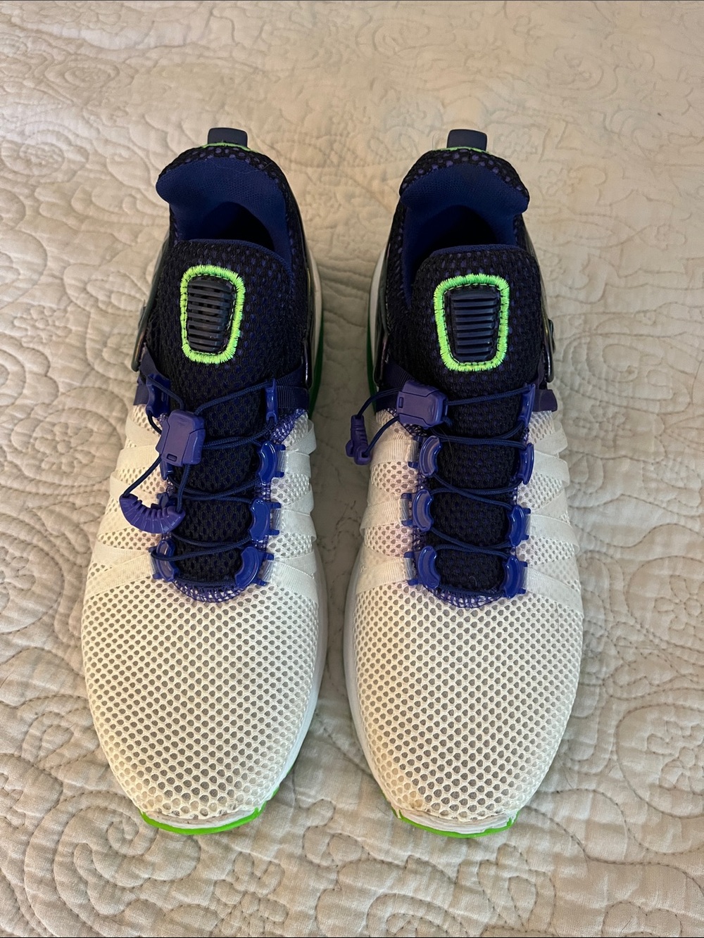 Nike Athletic Sneakers with Purple and Neon Green Accents